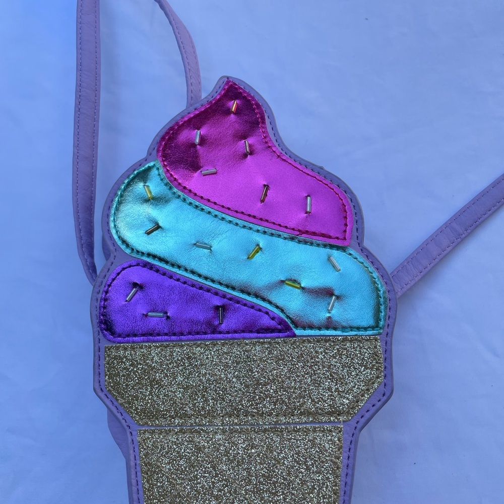 Girls Target Ice Cream Purse Purple w Gold Bottom Adjustable Strap